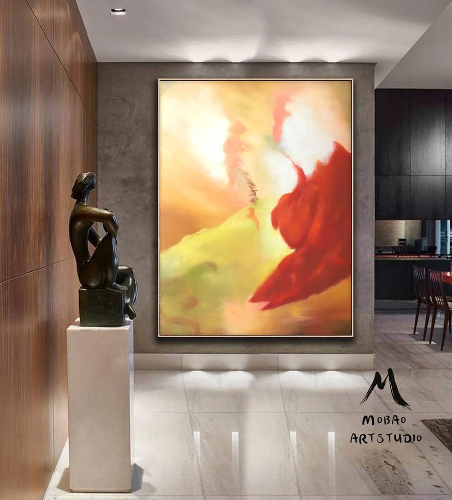 Red Modern Abstract Canvas Artwork 36GWK wall art